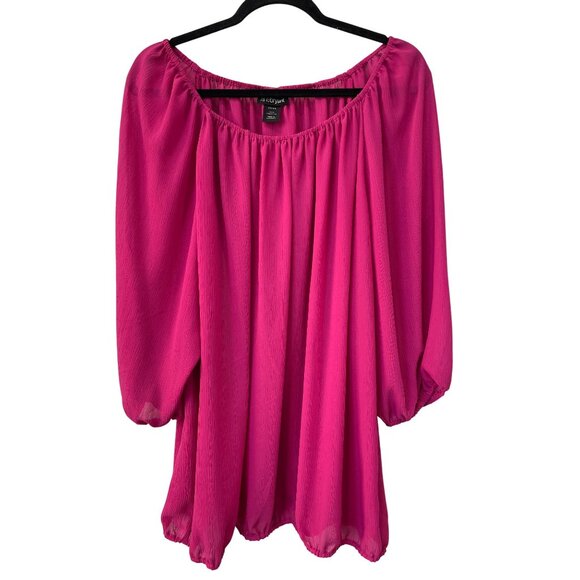 Lane Bryant Tunic Top Plus Size 22/24 Peasant Blouse Flowy Feminine Barbiecore - Picture 1 of 6